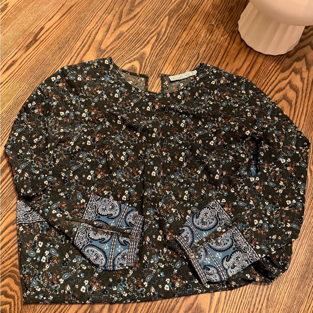 Abercrombie & Fitch Black Floral dress  with Blue Accents